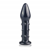 5.5&quot; Glass Romance Black - Dop Anal din Sticlă Neagră, 13,9 cm, Orion