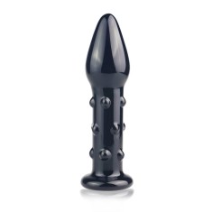 5.5&quot; Glass Romance Black - Dop Anal din Sticlă Neagră, 13,9 cm