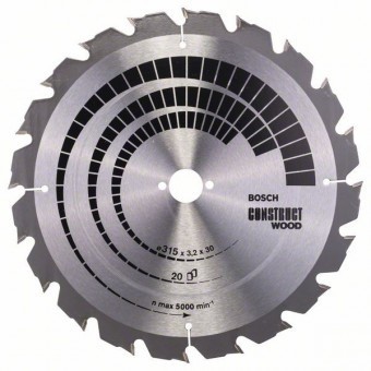 Bosch Panza ferastrau circular Construct Wood, 315x30x3.2mm, 20T - 3165140194747 foto