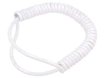 Cablu spiralat neecranat PUR alb 0,2m-0,8m 300V 2x0,22mm2 foto