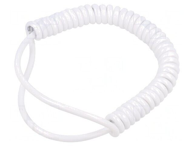 Cablu spiralat neecranat PUR alb 0,2m-0,8m 300V 2x0,22mm2