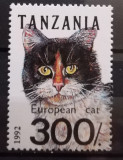 BC195, Tanzania 1992, timbru fauna-pisici, Nestampilat