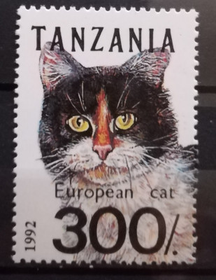 BC195, Tanzania 1992, timbru fauna-pisici foto