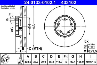 ATE 24.0133-0102.1 Disc frana foto