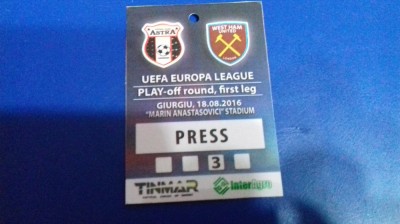 Acreditare presa Astra Giurgiu - West Ham United foto