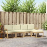 vidaXL Set canapele exterior 5 piese, lemn acacia, alb crem, mobilier gradina
