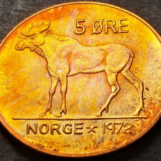 Moneda 5 ORE - NORVEGIA, anul 1972 *cod 3507 A = patina CAMEO