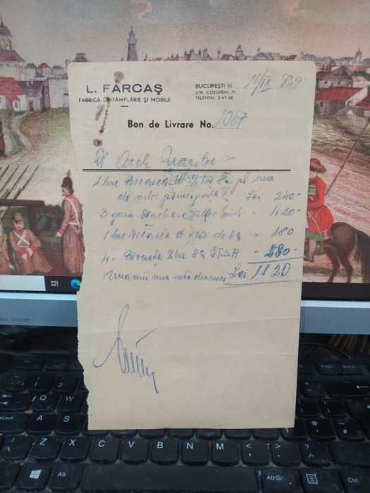 L. Farcaș, Fabrică de t&acirc;mplărie și mobile, București, str. Coțofeni 71, 1939 082