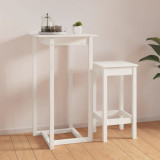 Masă bar vidaXL, lemn masiv pin, 60x60x110cm, albă, HORECA