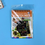 Caiet cu fise razuibile, DIY Magic Scratch, 12 File, Curcubeu, Creion din Lemn, Cartonase negre, 14.5 x 10 cm, portocaliu