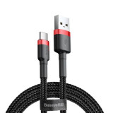 Cablu de date Baseus Cafule Series CATKLF-B91, USB Type-C, 1 m, 3 A, 480 Mbps (Negru/Rosu)