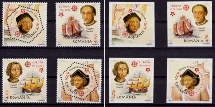 ✅ RO 2005 LP 1691 + 1691 a &quot;50 ani Europa- Cristofor Columb&quot;,dant.+nedant , MNH