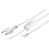 Cablu Alimentare Euro cu Intrerupator Goobay, 2 Fire, 1.5m, 250V/2.5A, Cupru, Alb