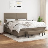 VidaXL Pat box spring cu saltea, gri taupe, 160x200 cm material textil