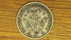 Africa de sud - moneda de colectie argint 0.800 - 3 pence 1933 - George V