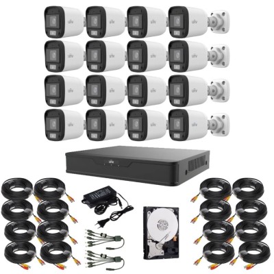 Sistem supraveghere Uniview, 16 camere 5MP, Lumina Alba 20m, DVR 16 canale, Accesorii montaj incluse SafetyGuard Surveillance foto