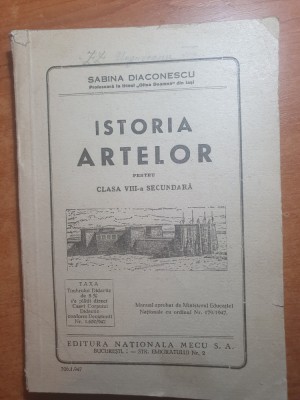 manualul - istoria artelor - pentru clasa a 8-a secundara - din anul 1947 foto