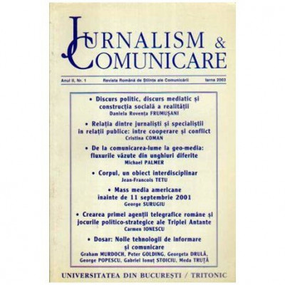 - Revista romana de: Jurnalism si comunicare. Anul II, nr.1 - 105756 foto