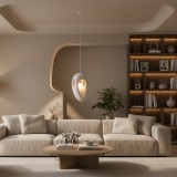 Lustra suspendata moderna EON Eleganza alba, 49 cm, E27, inaltime reglabila