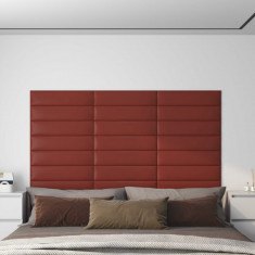 vidaXL Panouri perete 12 buc. roșu vin 60x15cm piele ecologică 1,08 m²