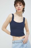 Abercrombie &amp; Fitch top femei, culoarea albastru marin