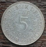 (A850) MONEDA DIN ARGINT GERMANIA - 5 MARK 1963, LIT J, 11,2 GRAME. PURITATE 625, Europa