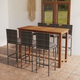 VidaXL Set mobilier bar de grădină cu perne, 7 piese, gri