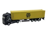 Macheta Tir Camion Mercedes Actros cu Remorca MSC - Model Metalic, Negru-Galben