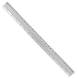Cumpara ieftin Rigla argintie 40 cm, aluminiu rezistent, gradatie dubla in centimetri si inch, instrument de masurare pentru scoala, birou, desen tehnic, atelier si