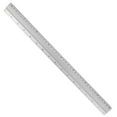 Rigla argintie 40 cm, aluminiu rezistent, gradatie dubla in centimetri si inch, instrument de masurare pentru scoala, birou, desen tehnic, atelier si