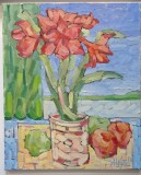 Tablou &quot;Natra statica cu flori si fructe&quot; - Sever Iustian, Ulei, Realism