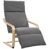 HOMCOM Fotoliu Modern de Relaxare cu Suport Pentru Picioare, Scaun Spațios, Gri &Icirc;nchis | Aosom Romania