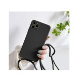Husa din silicon pentru iPhone 11 Pro Max cu snur , negru - RESIGILAT