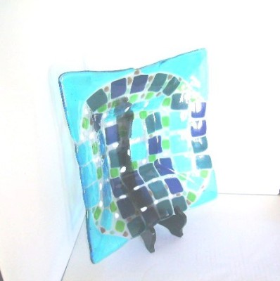 Studio Art: Fructiera centerpiece fused glass UNICAT 100% handmade foto