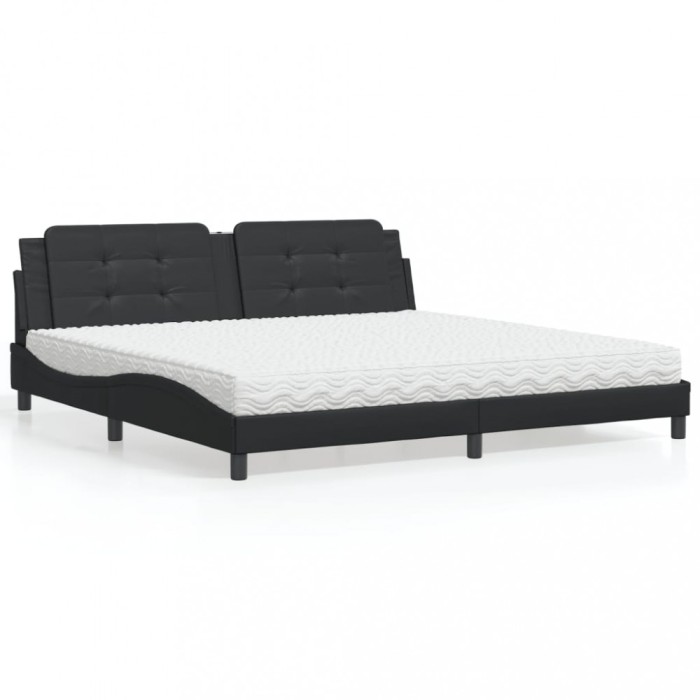 vidaXL Pat cu saltea, Zadar, negru, 200x200 cm, piele ecologică 3208887