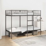 VidaXL Pat supraetajat fără saltea negru 90x200 cm oțel 42000322