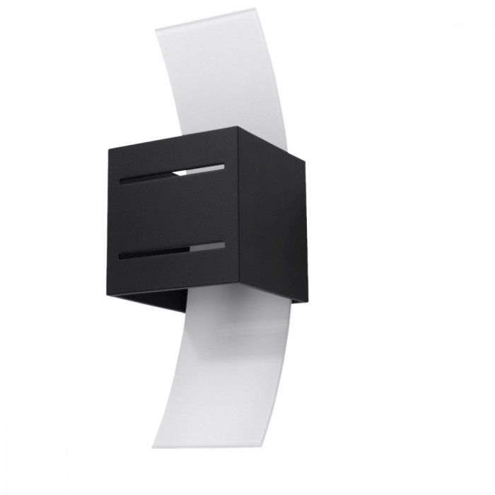 Lampă De Perete Loreto Negru Aluminiu/Sticlă 1 Bec Pătrat Modern De Interior