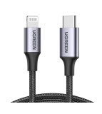 Cablu Ugreen USB C Lightning 3A 20W 1m MFi Gri 60759