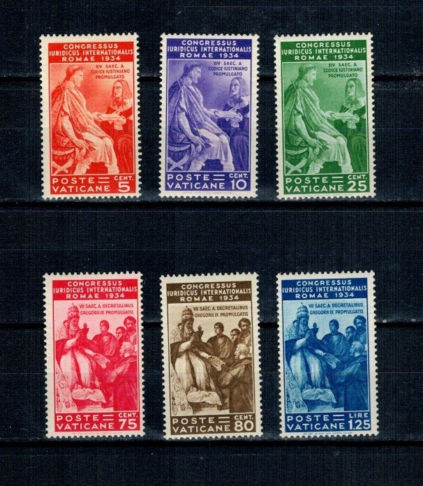 Vatican 1935 - Congres Juridic, serie nestampilata, cu urme de sarniere