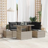 VidaXL Set de canapele pentru grădină 5 pcs Gri deschis Rattan poli