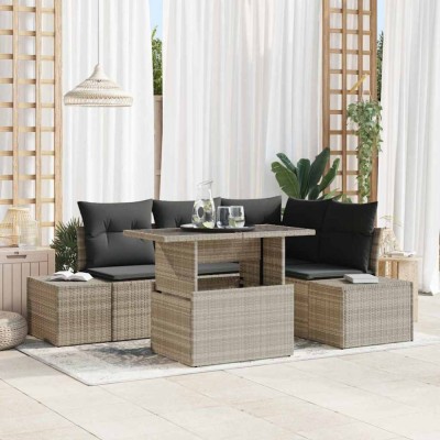 vidaXL Set de canapele pentru grădină 5 pcs Gri deschis Rattan poli 3357915 foto