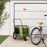 Remorca bicicleta animale companie verde/gri textil oxford/fier GartenMobel Dekor, vidaXL