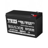 Acumulator AGM VRLA 12V 7,1A dimensiuni 151mm x 65mm x h 95mm F2 TED Battery Expert Holland TED003225 (5) SafetyGuard Surveillance
