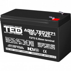 Acumulator AGM VRLA 12V 7,1A dimensiuni 151mm x 65mm x h 95mm F2 TED Battery Expert Holland TED003225 (5) SafetyGuard Surveillance