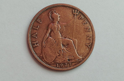 M3 C50 - Moneda foarte veche - Anglia - Half penny - 1927 foto