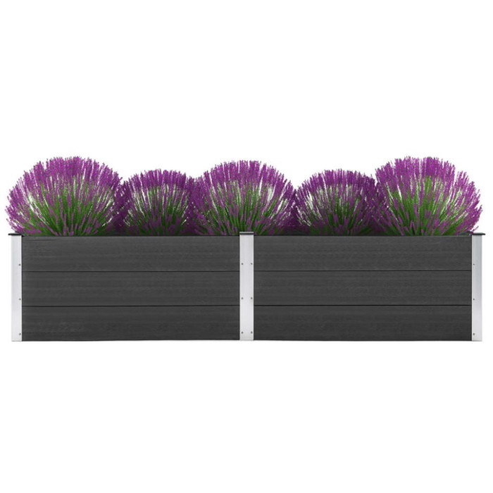 Gossi strat inaltat de gradina, gri, 250 x 100 x 54 cm, wpc