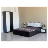 Dormitor Mario Wenge cu Pat Matrimonial Wenge 140 cm x 200 cm, Dulap 3 usi Wenge si Noptiere Wenge