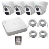 Sistem supraveghere IP, 4 camere Camera IP 2MP, lentila 2.8mm, IR 30m, Microfon, NVR seria Easy, 4 canale 8MP, Hard disk 500GB SafetyGuard Surveillanc