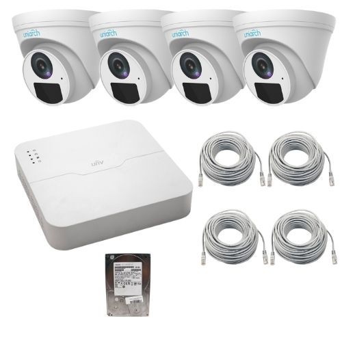 Sistem supraveghere IP, 4 camere Camera IP 2MP, lentila 2.8mm, IR 30m, Microfon, NVR seria Easy, 4 canale 8MP, Hard disk 500GB SafetyGuard Surveillanc