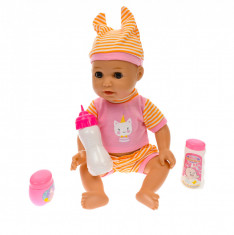 Bebelus de jucarie, cu biberon, pentru copii, roz - L8034R foto